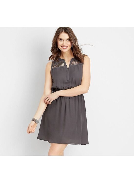 Maurices Dresses & Skirts - Maurice’s Lattice Shoulder V-Neck Dress – Gray – Size XL – NEW